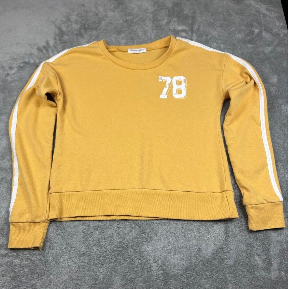 Grayson Threads Women’s XS Mustard Yellow 78 Stripe Crewneck Sweatshirt